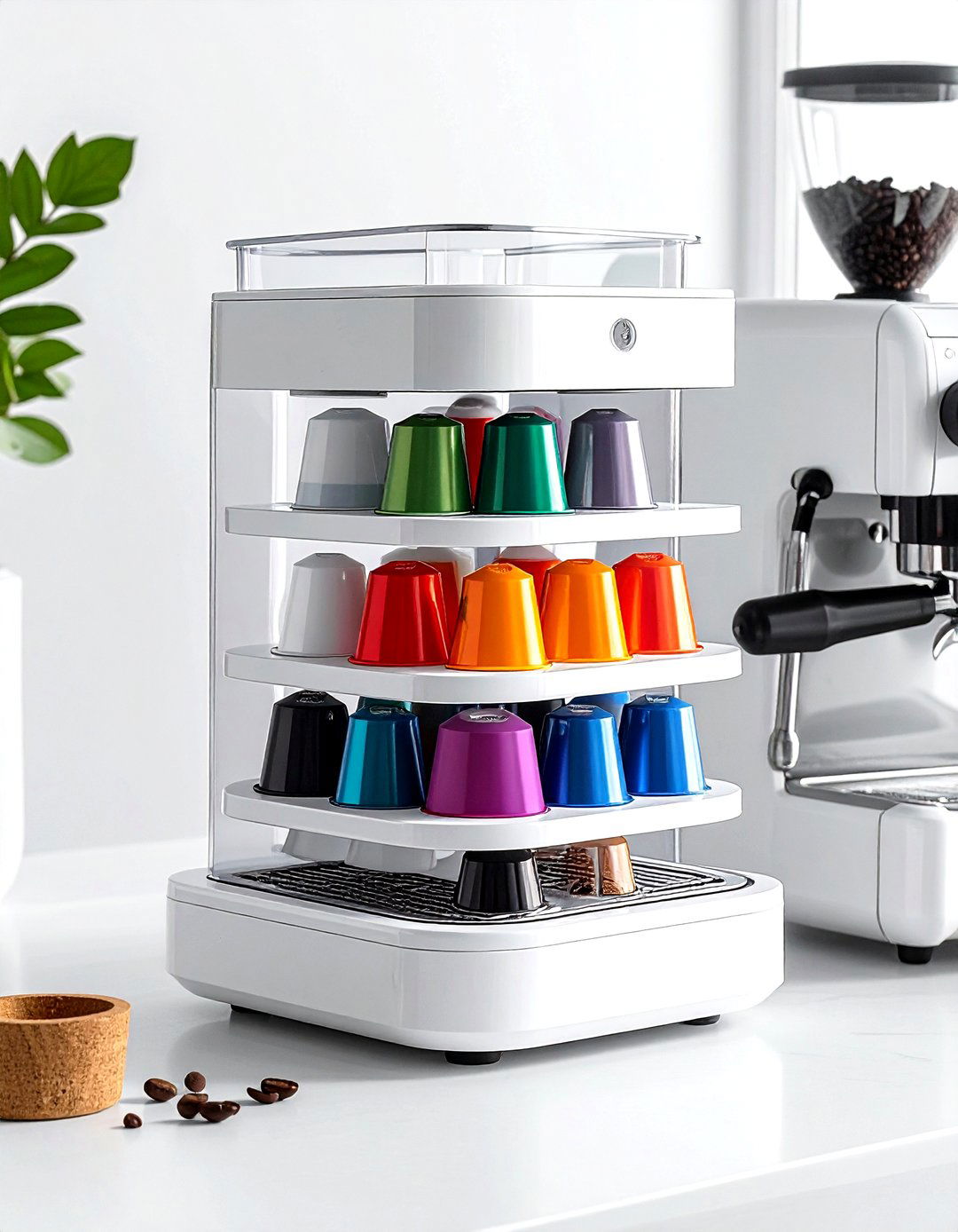 White Coffee Pod Holder - 30 white kitchen accessories ideas