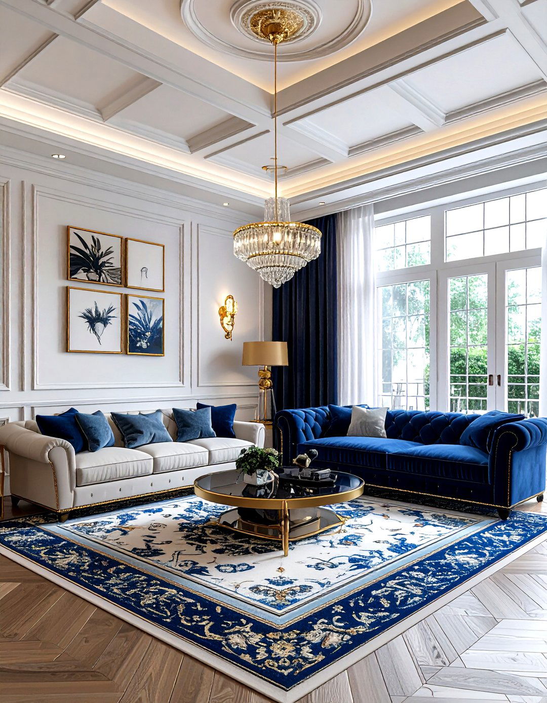 White Coffered Ceiling - 30 living room ceiling tile ideas