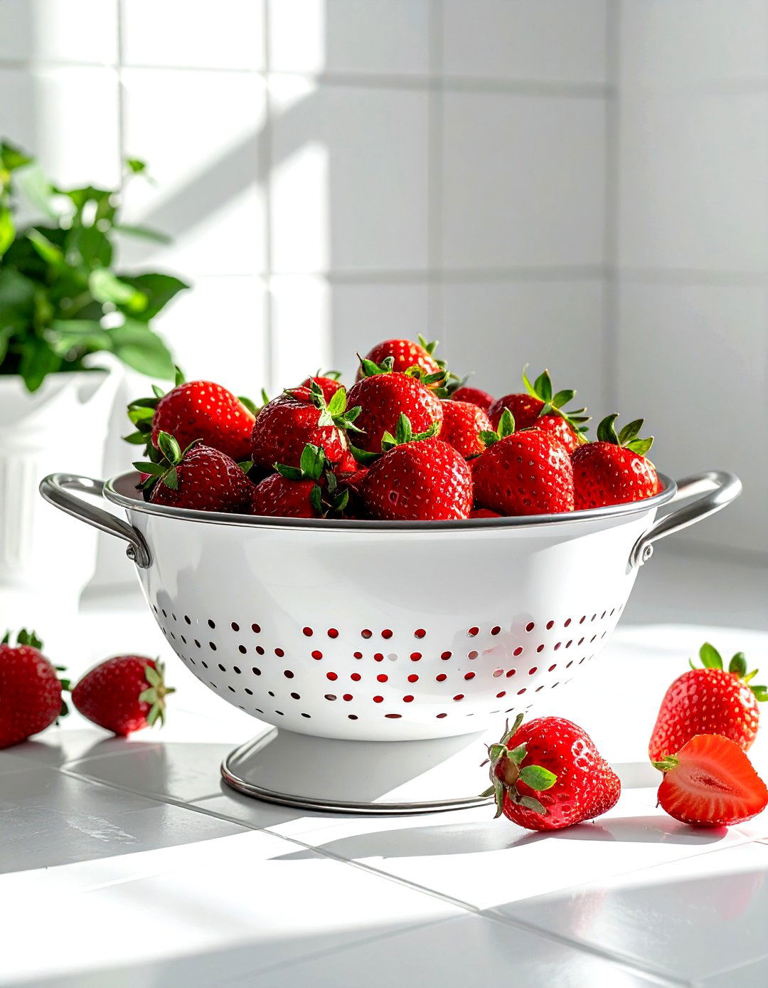 White Colander Bowl - 30 white kitchen accessories ideas