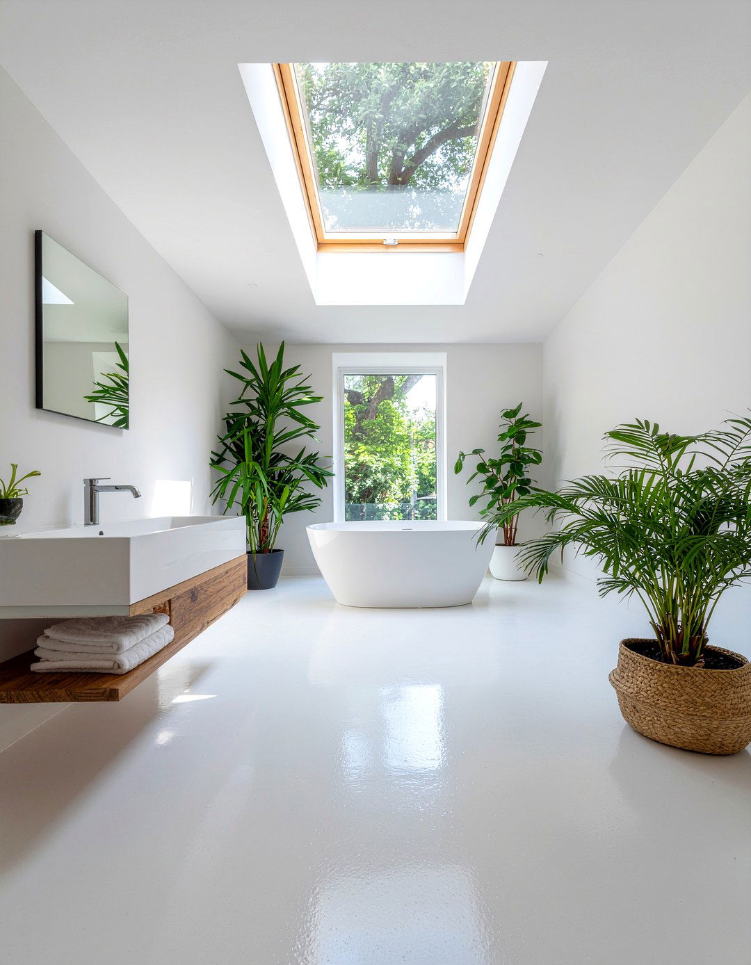 White Concrete Bathroom - 30 bathroom concrete floor ideas