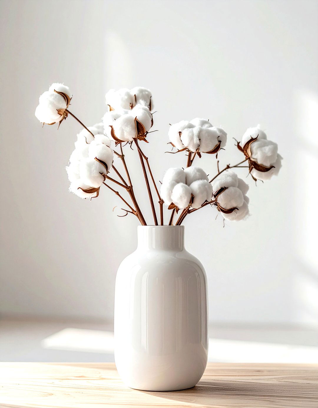 White Cotton Stems - 30 cotton decor ideas
