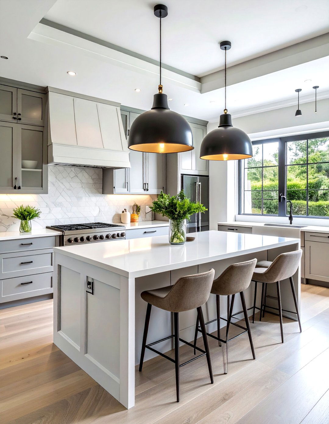 White Countertop Pendant Lights - 30 white countertop kitchen ideas