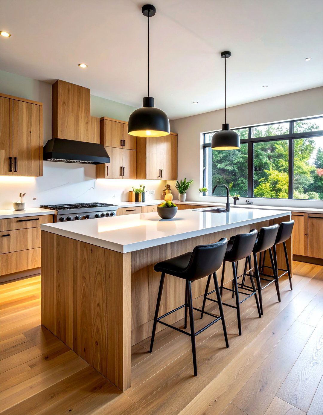 White Countertop Wood Island - 30 white countertop kitchen ideas