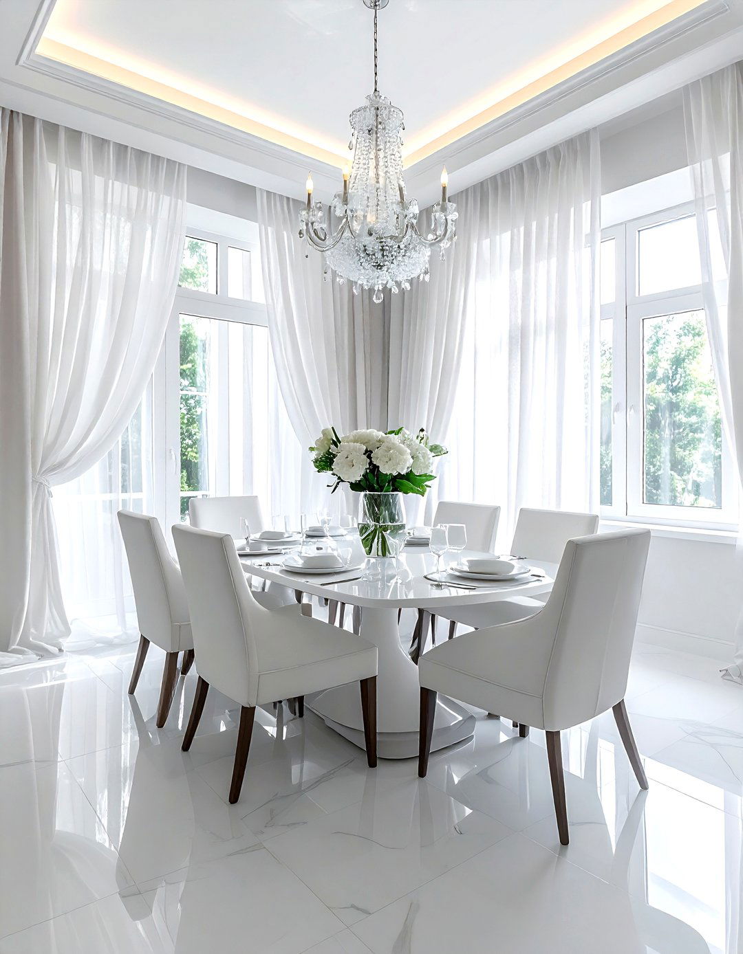 White Curtain Dining Room - 30 white dining room decor ideas