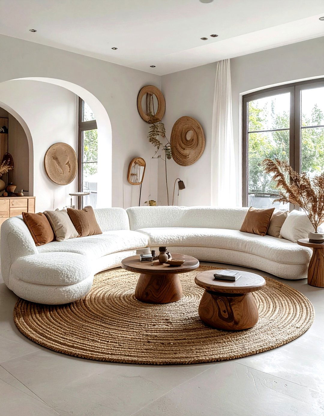 White Curved Sofa - 30 living room white furniture ideas