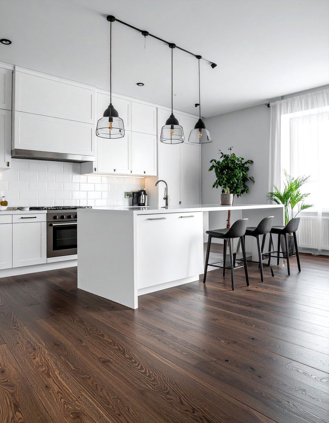 White Dark Floor - 30 white kitchen ideas