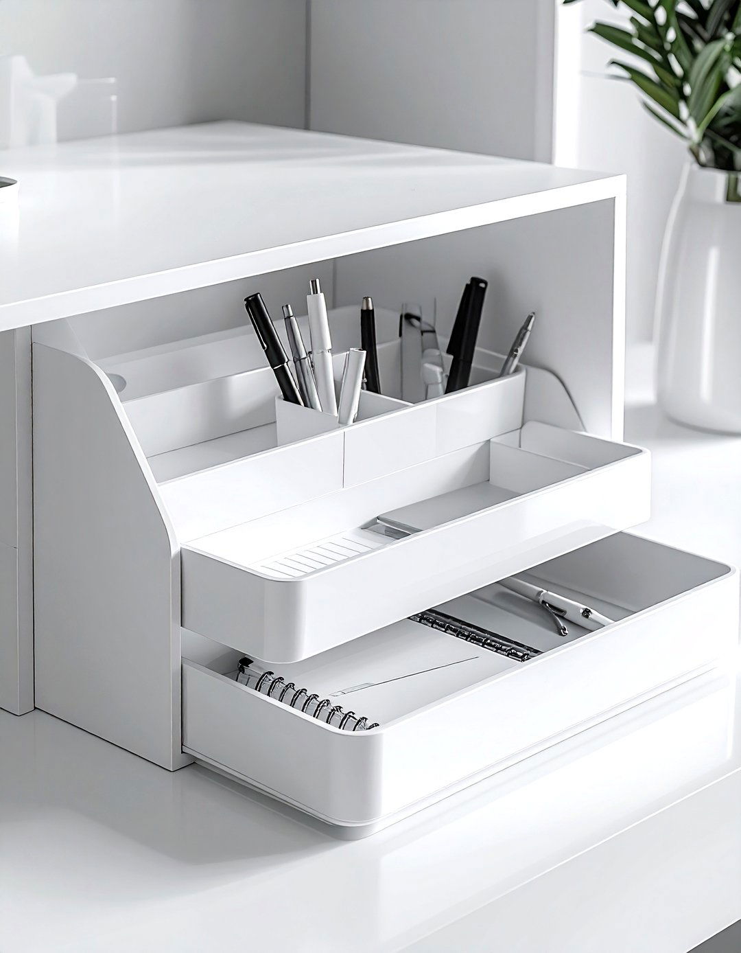White Desk Organizer - 30 white bedroom accessories ideas
