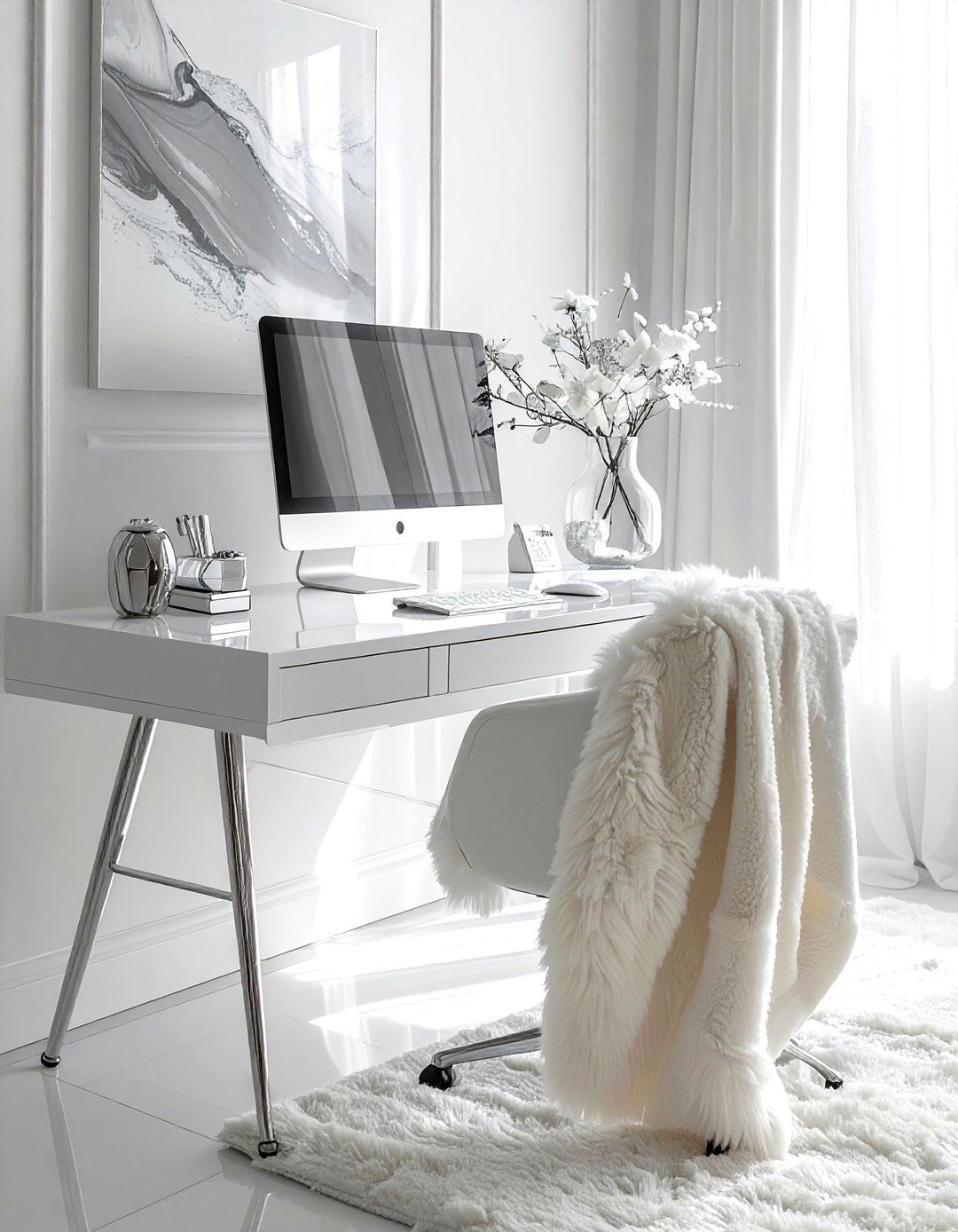 White Desk Styling - 30 desk decor ideas