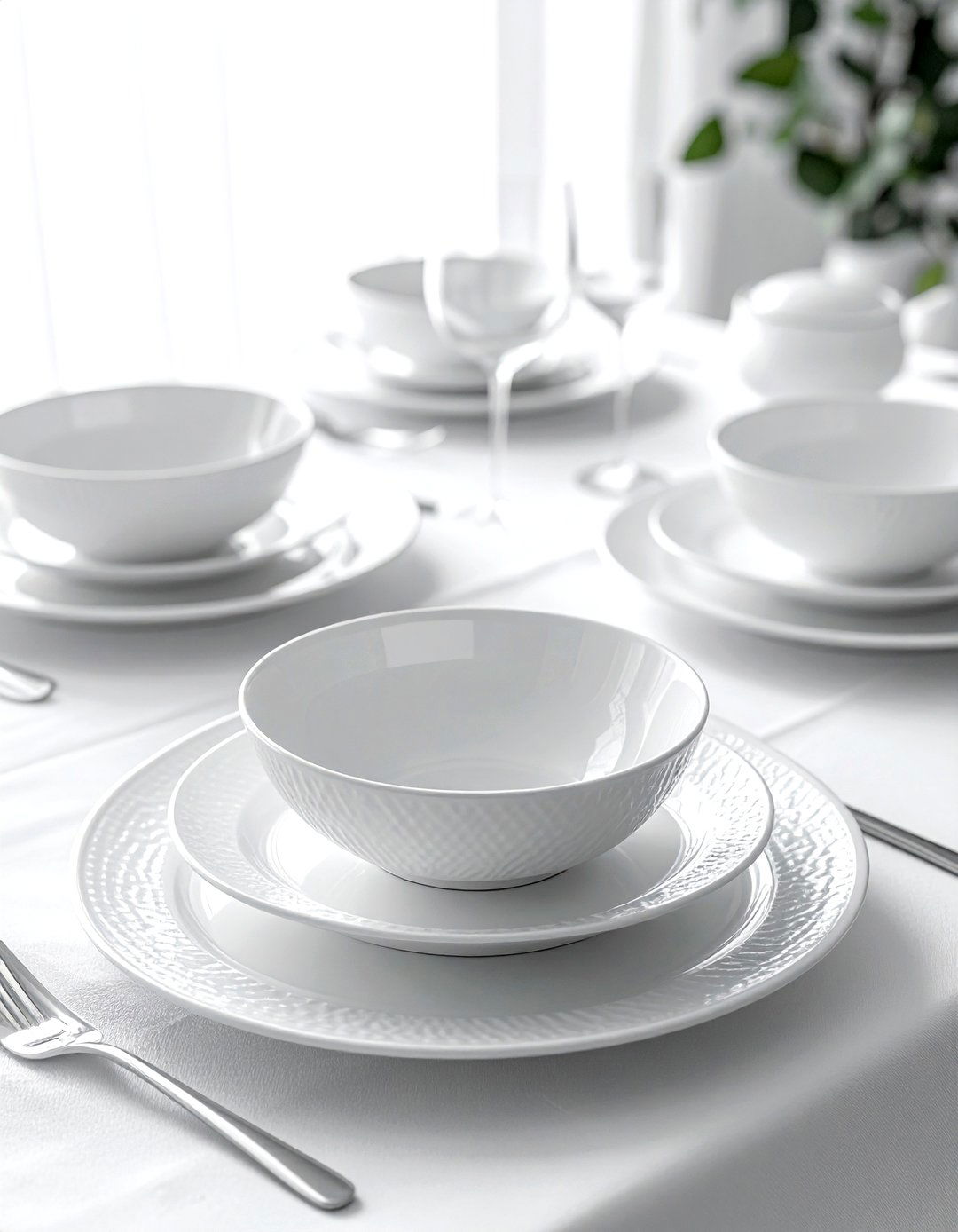 White Dinnerware Set - 30 white dining room accessories ideas