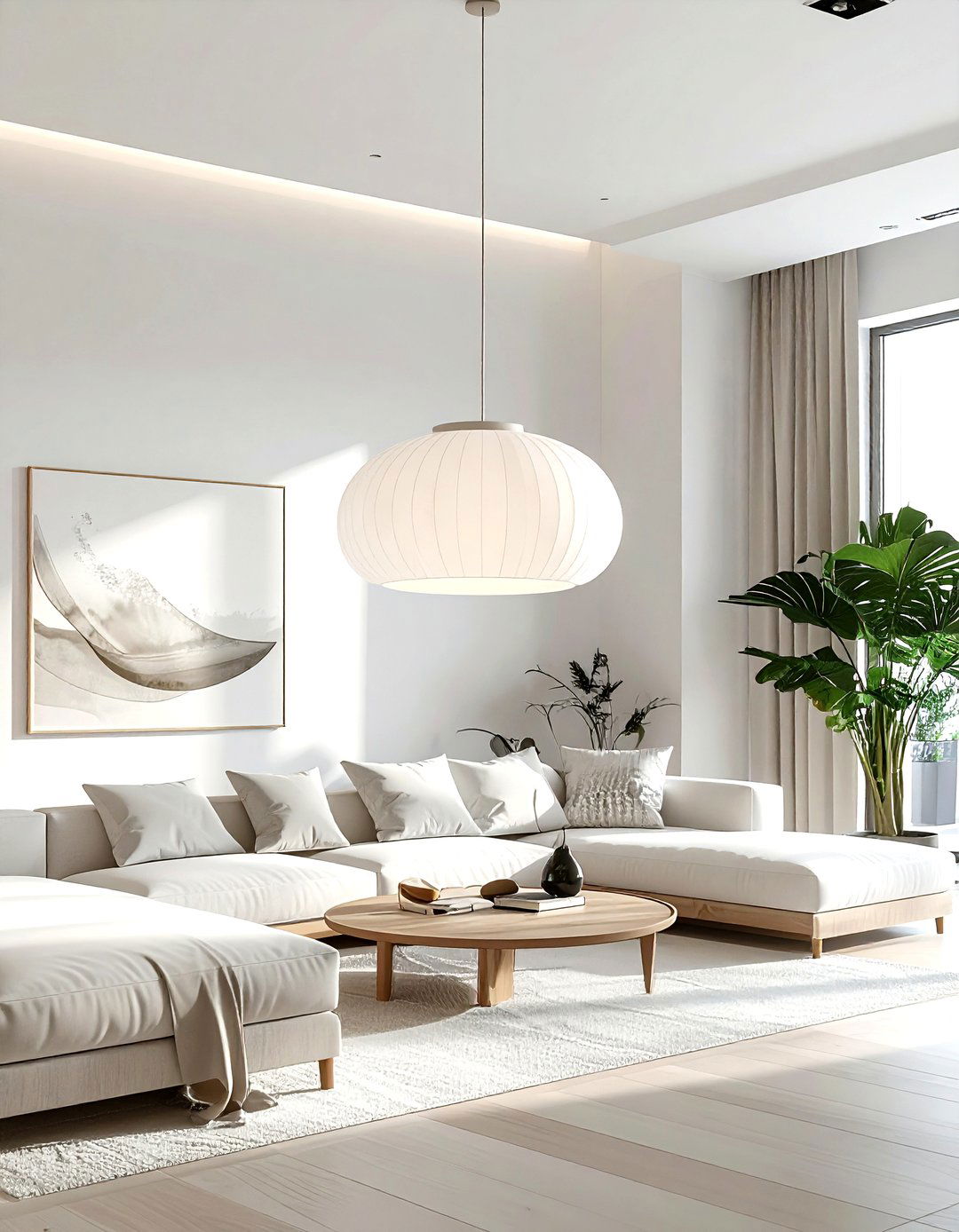 White Dome Pendant - 30 living room pendant lighting ideas