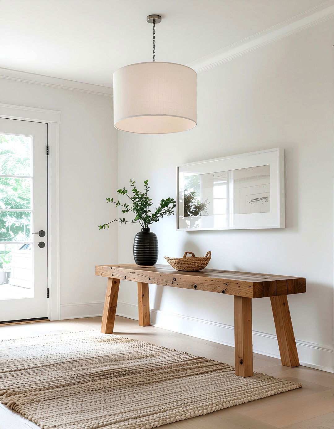 White Drum Shade Pendant - 30 entryway lighting ideas