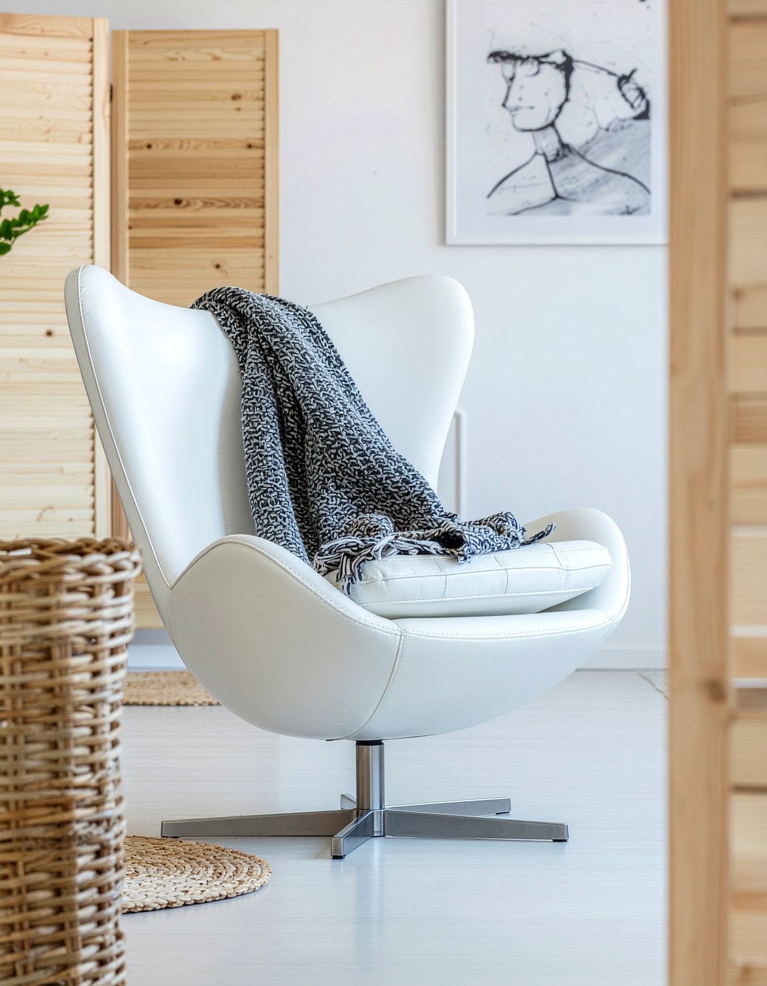 White Egg Chair - 30 living room egg chair ideas