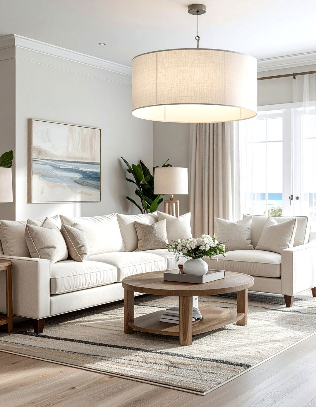 White Fabric Shade Light - 30 semi-flush dining room light ideas