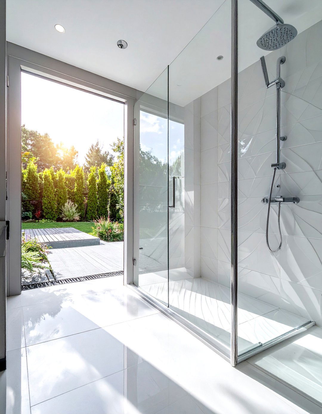 White Fan Tile Shower - 30 fan tile bathroom ideas