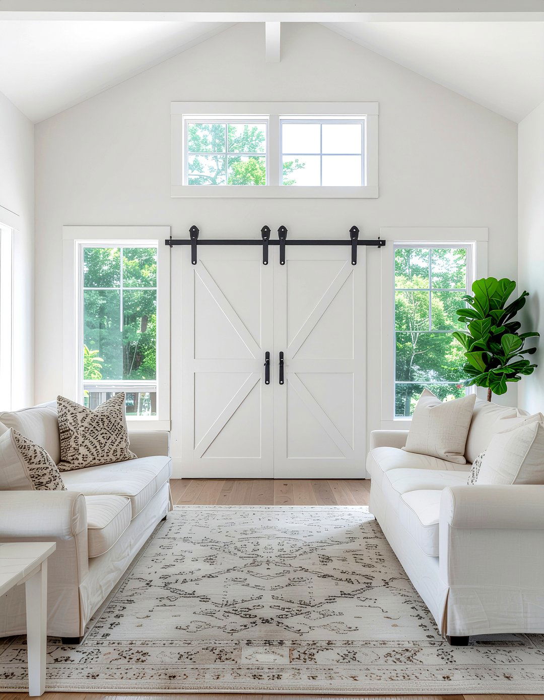 White Farmhouse Barn Door - 30 living room barn doors
