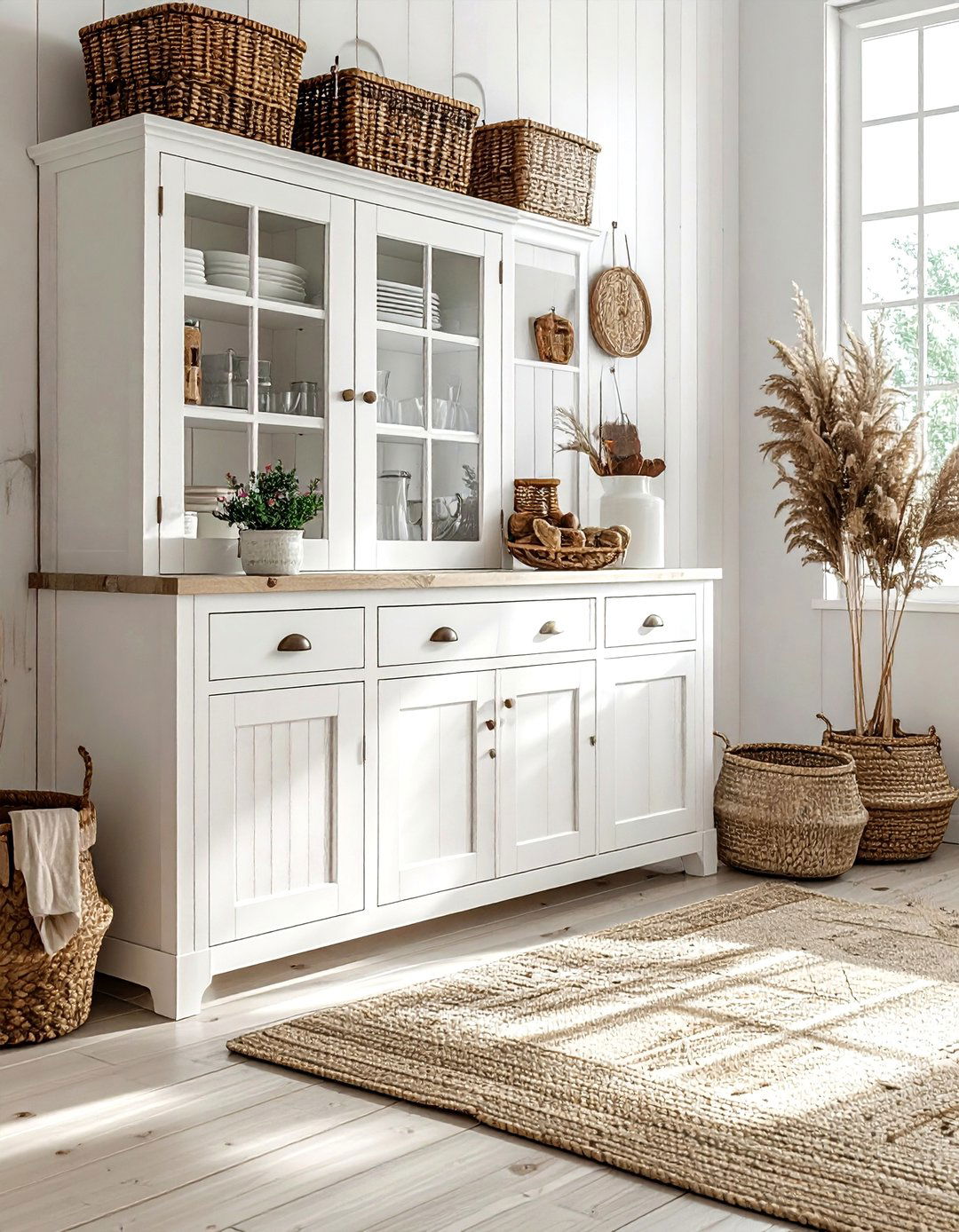 White Farmhouse Cabinet - 30 dining room display cabinet ideas