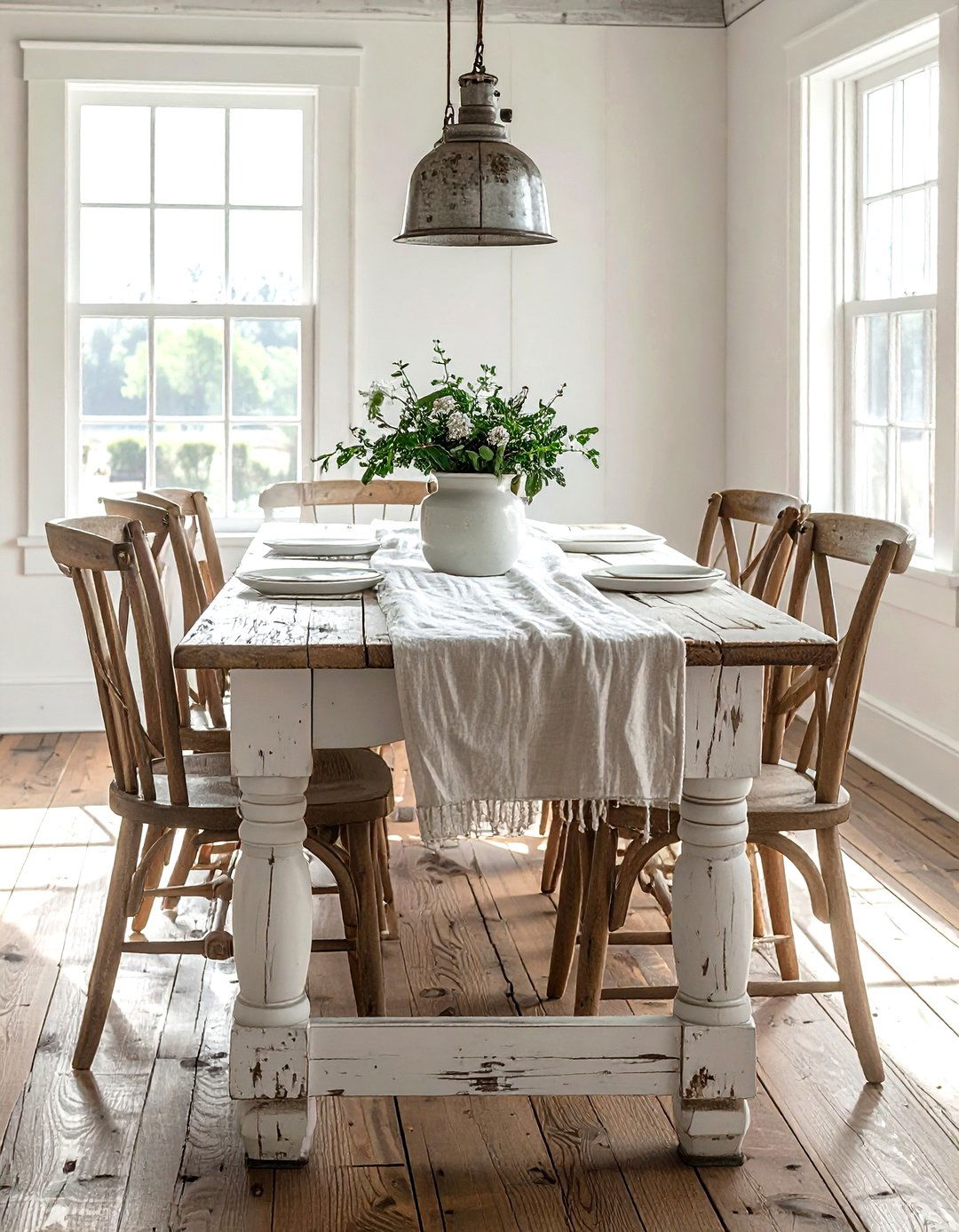 White Farmhouse Dining Table - 30 white dining room furniture ideas