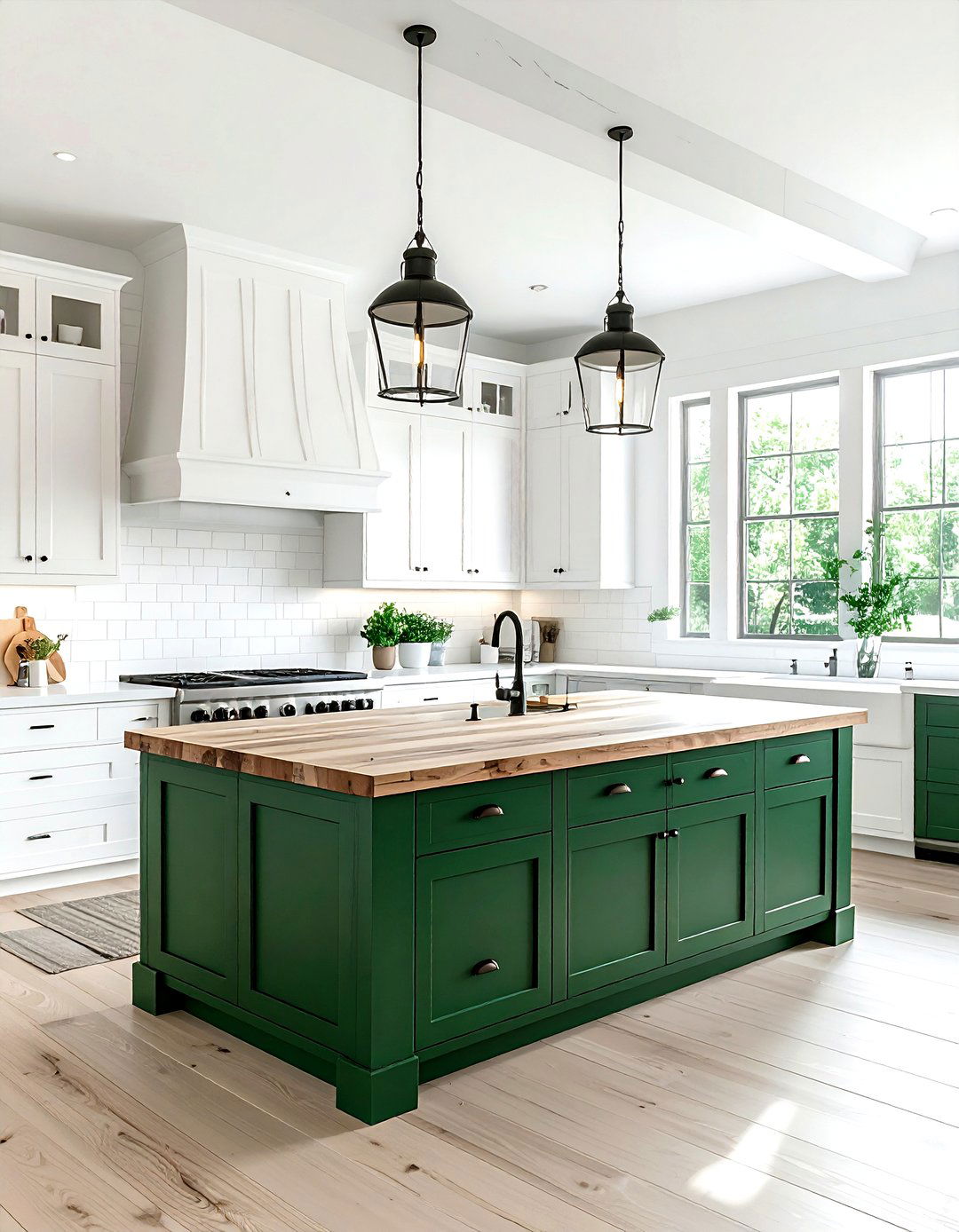 White Farmhouse Kitchen Emerald Green Island - 30 emerald and white kitchen ideas