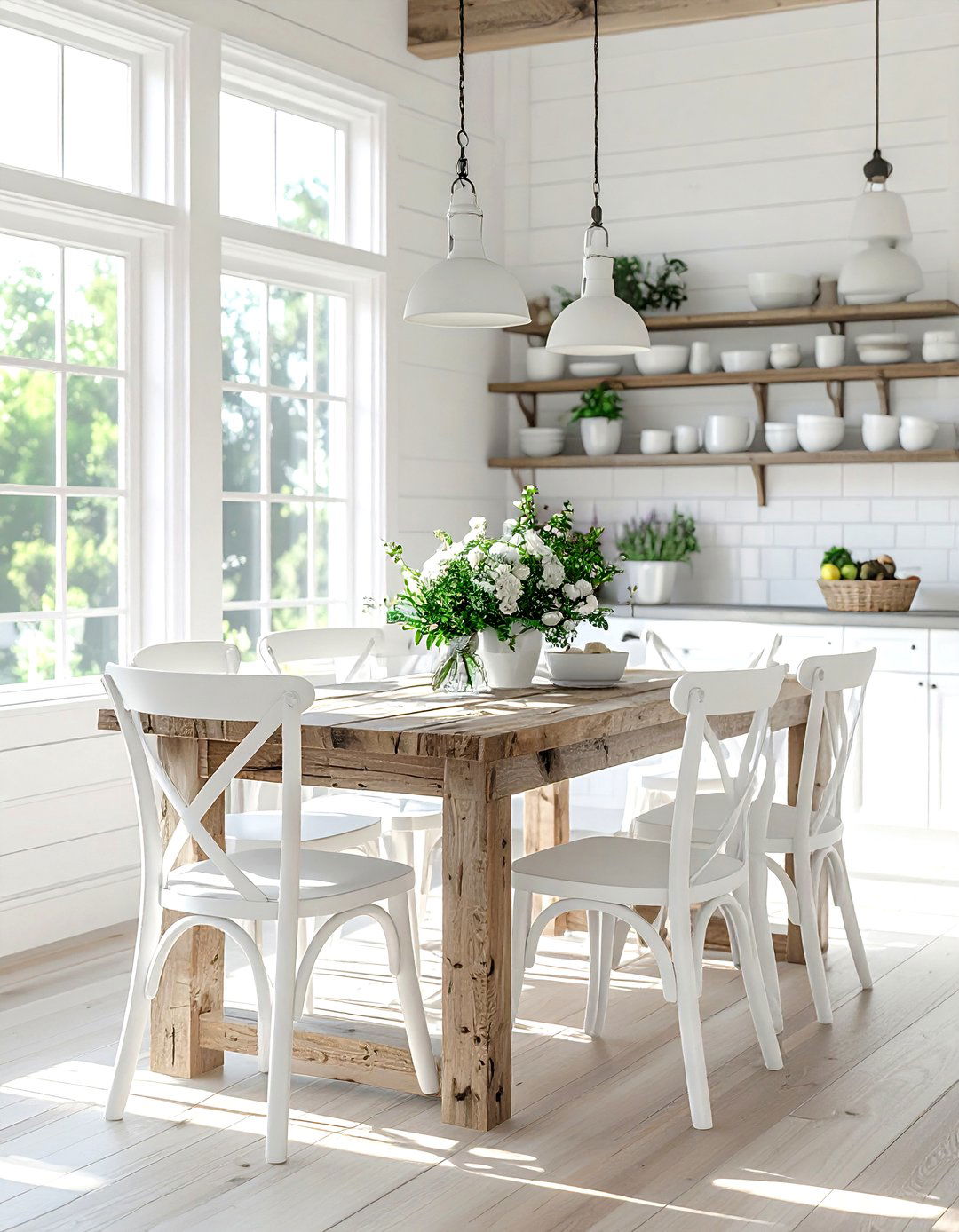 White Farmhouse Ladderback - 30 ladderback dining chair ideas