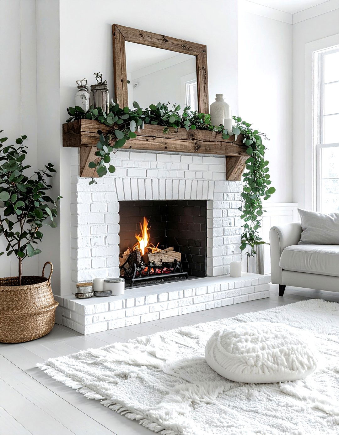 White Farmhouse Living Room Fireplace Mantel - 30 farmhouse white living room ideas