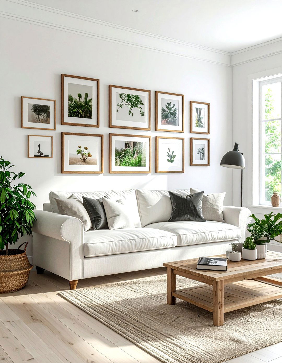 White Farmhouse Living Room Gallery Wall - 30 farmhouse white living room ideas