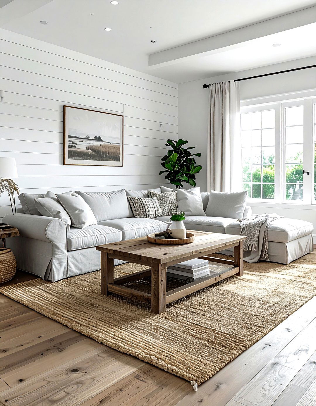 White Farmhouse Living Room Shiplap Wall - 30 farmhouse white living room ideas