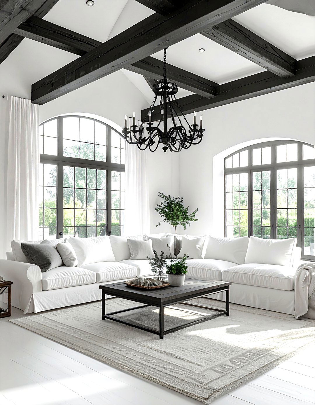 White Farmhouse Living Room Wood Beams - 30 farmhouse white living room ideas