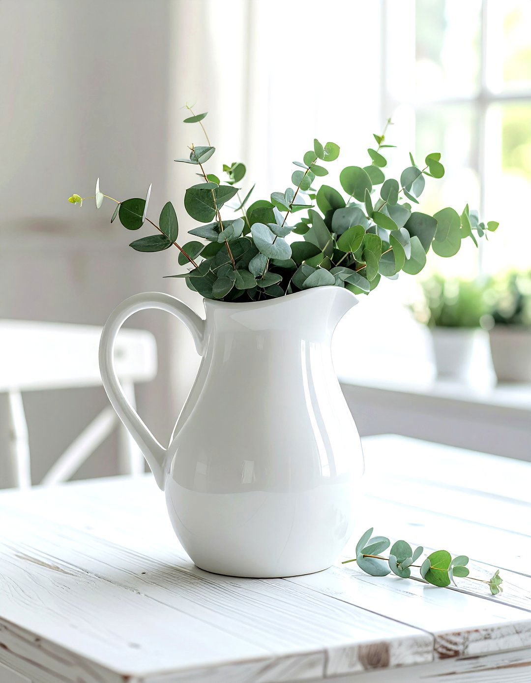 White Farmhouse Pitcher - 30 white kitchen accessories ideas