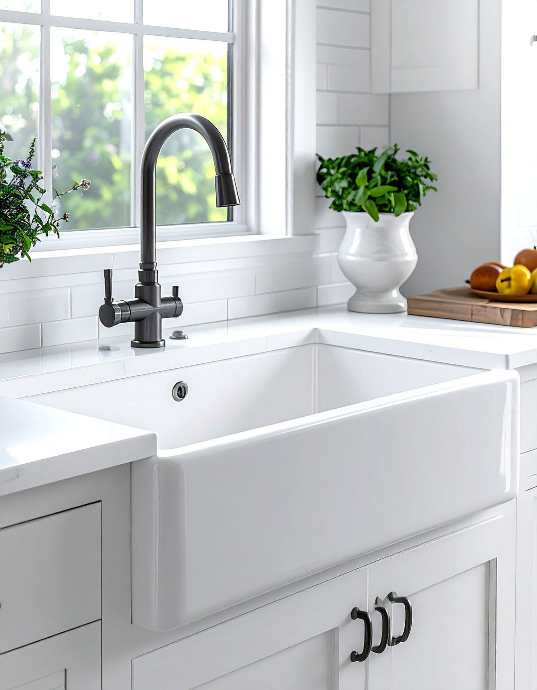 White Farmhouse Sink - 30 white and white kitchen ideas