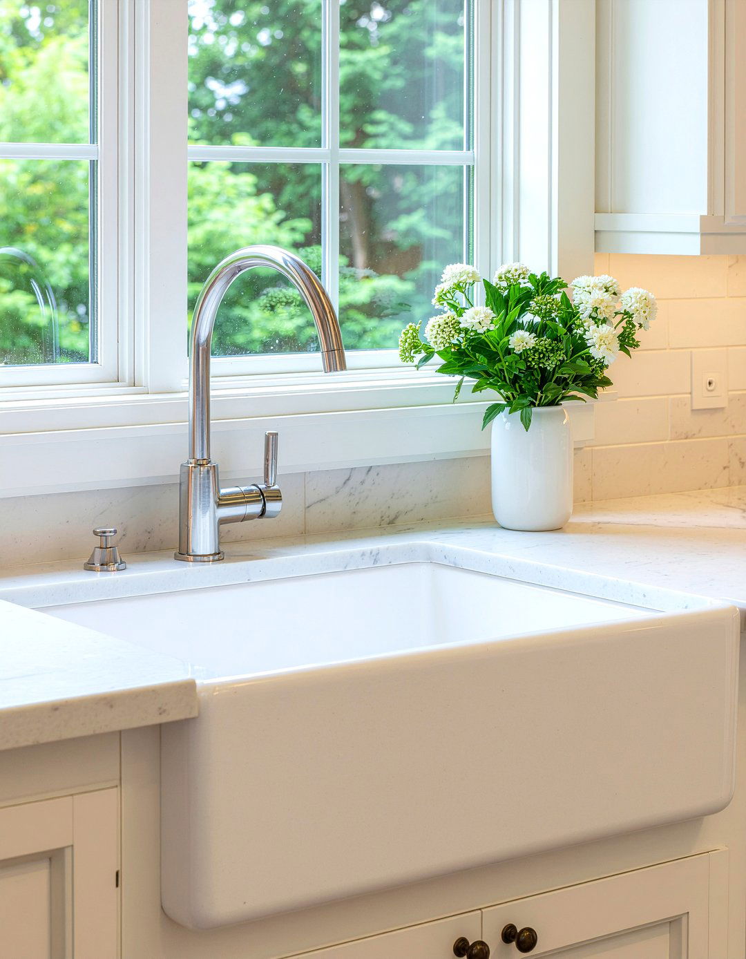 White Farmhouse Sink - 30 bright kitchen ideas