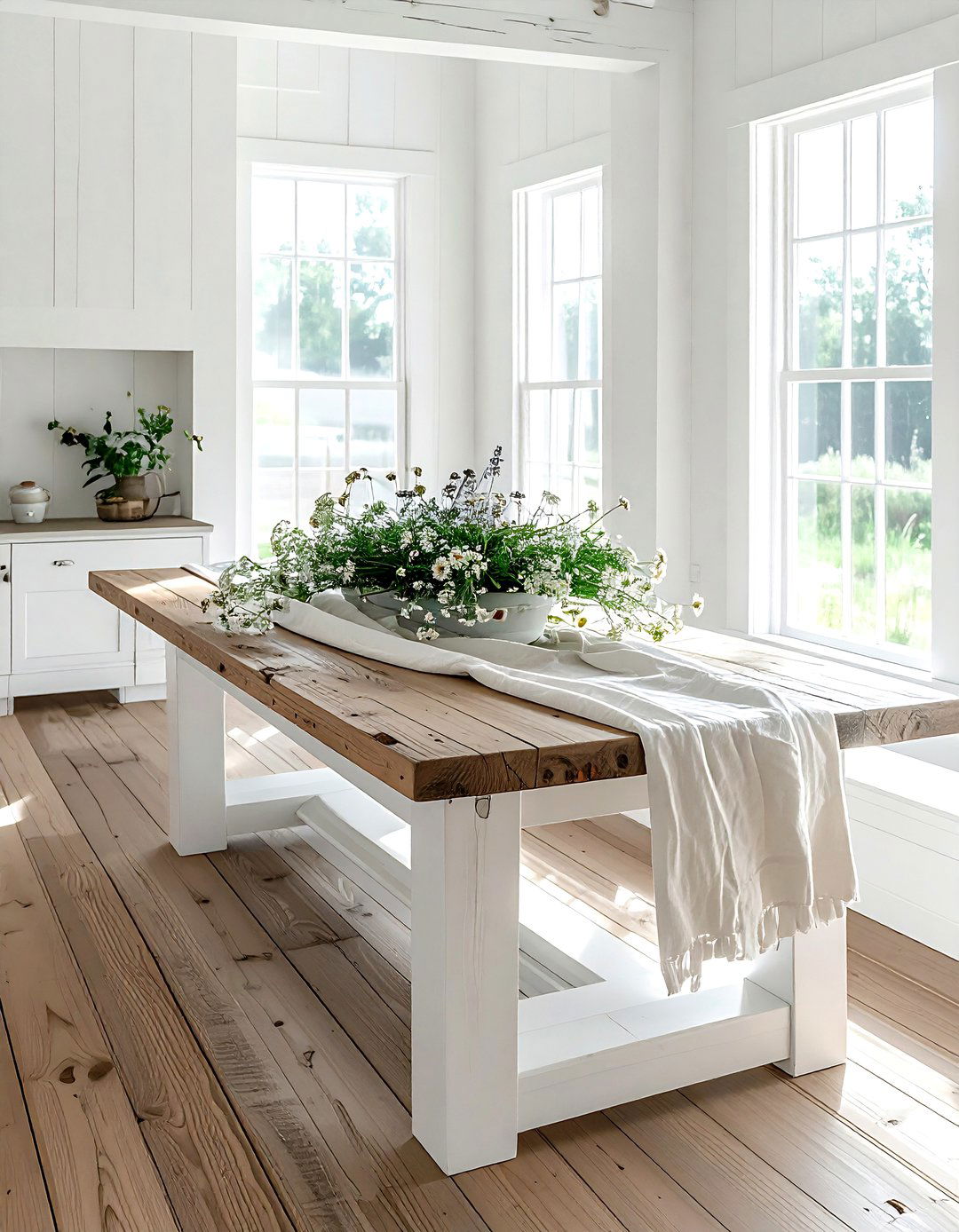 White Farmhouse Table - 30 painted dining room furniture ideas