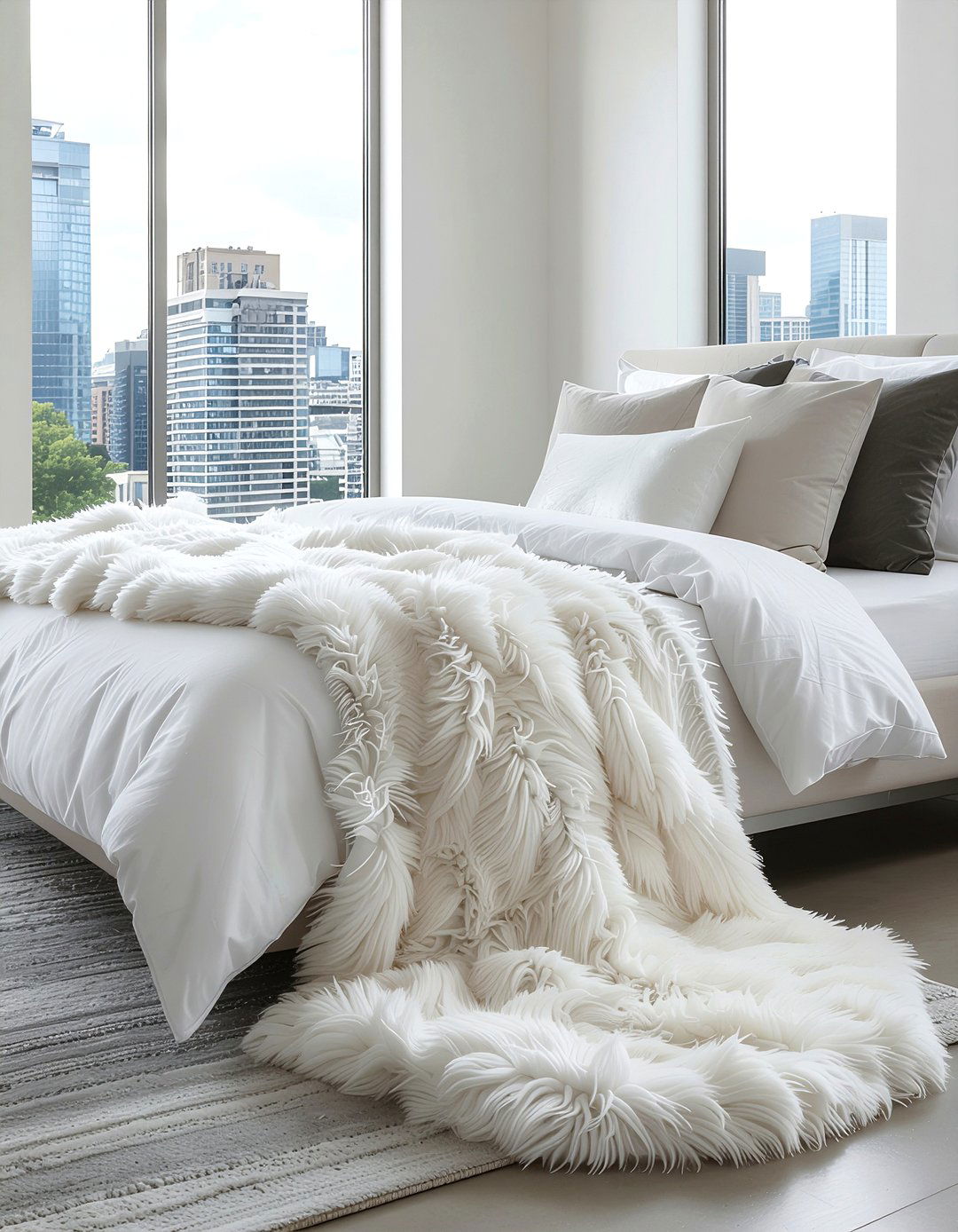 White Faux Fur Throw - 30 bedroom faux fur throws