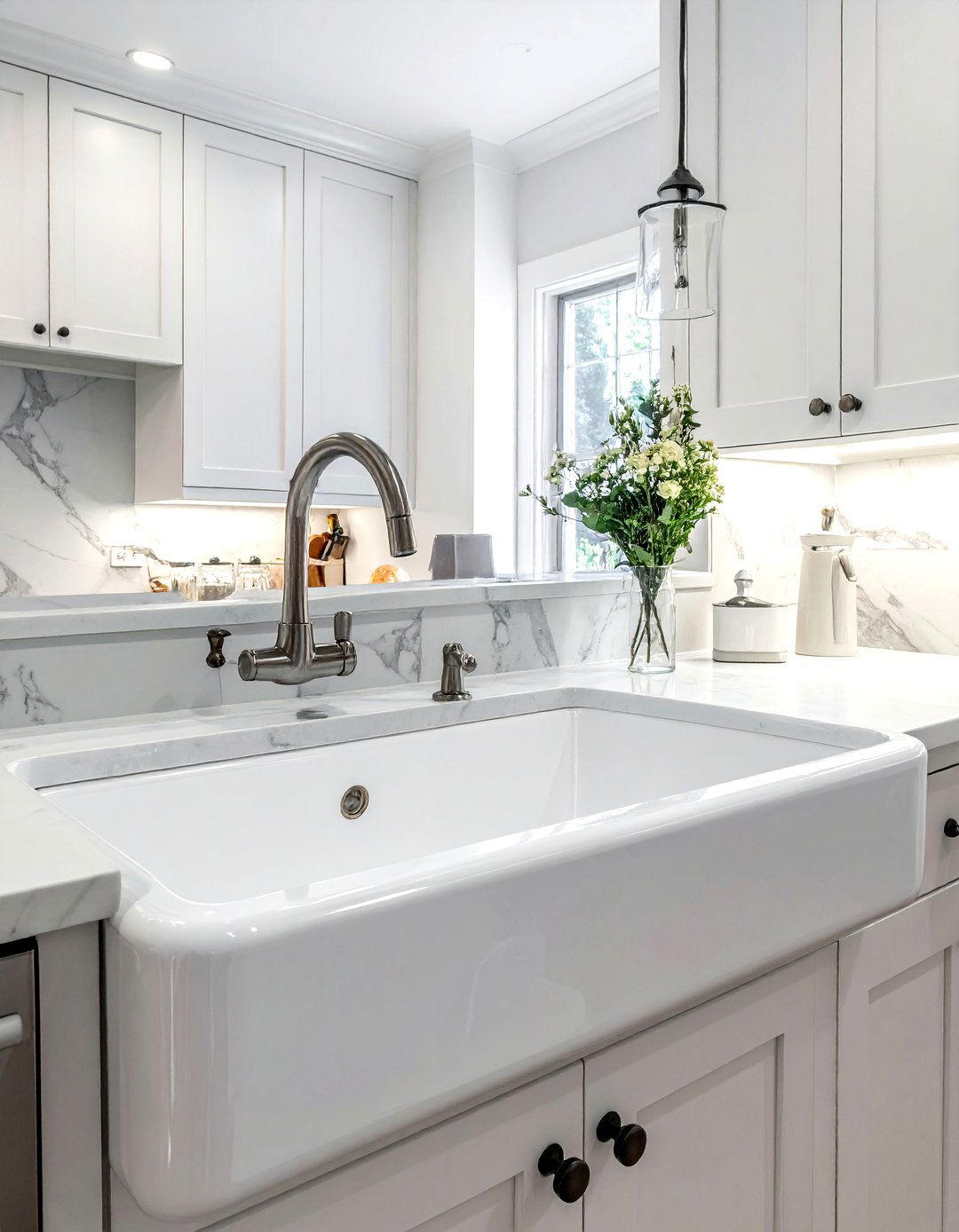 White Fireclay Farmhouse Sink - 30 durable kitchen ideas