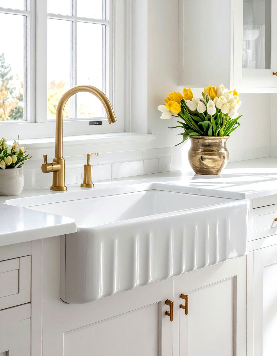 White Fireclay Sink - 30 white sink kitchen ideas