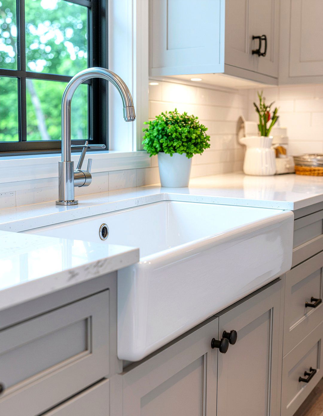 White Fireclay Sink - 30 apron front sink kitchen ideas