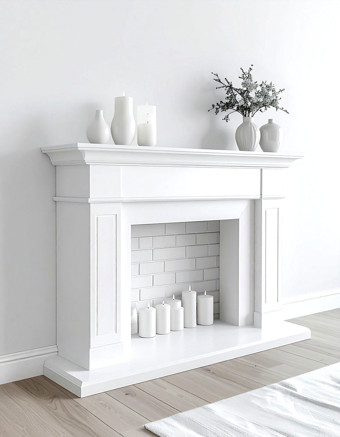 White Fireplace Mantel - 30 taupe and white living room ideas