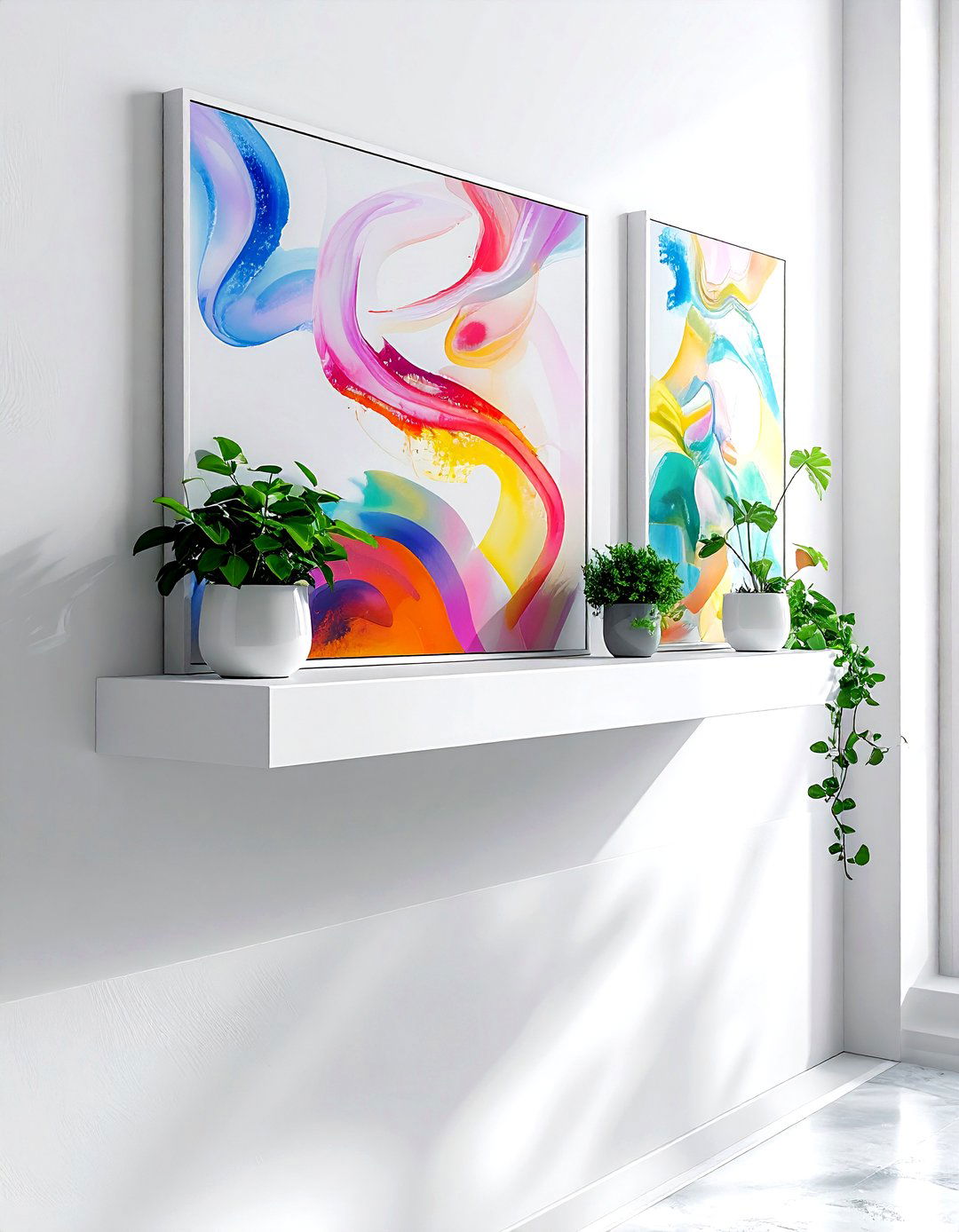 White Floating Ledge Shelf - 30 living room ledge shelves