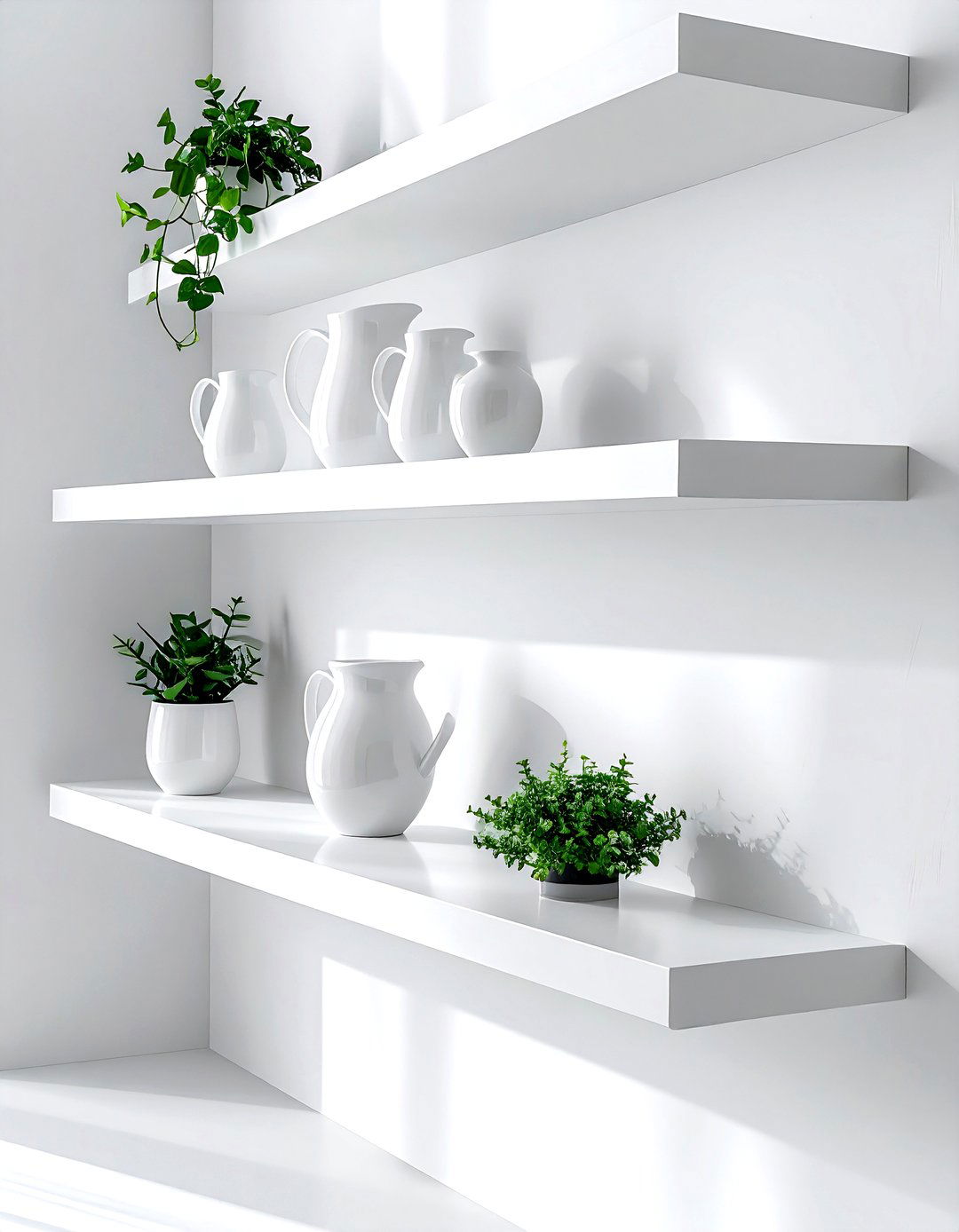 White Floating Shelves - 30 white dining room accessories ideas
