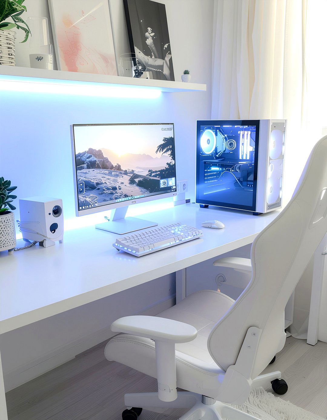 White Gaming Setup - 30 streaming setup bedroom ideas