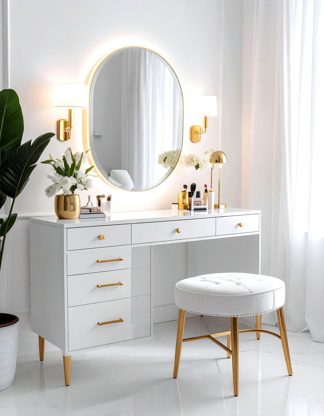 White Glam Vanity - 30 white decor ideas