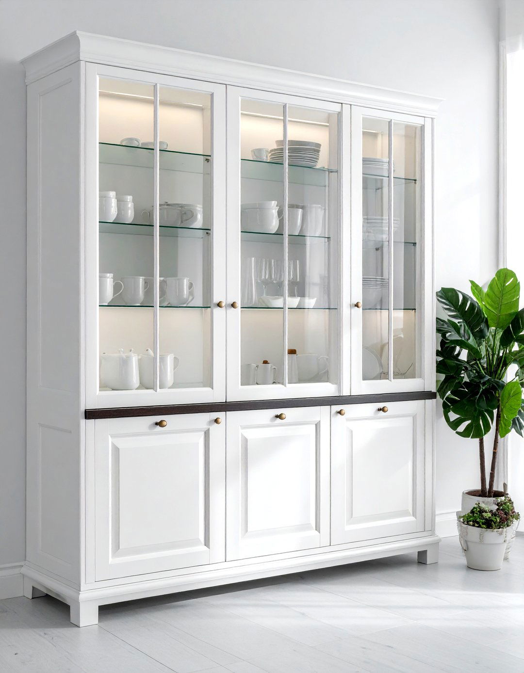 White Glass Cabinet - 30 white kitchen ideas