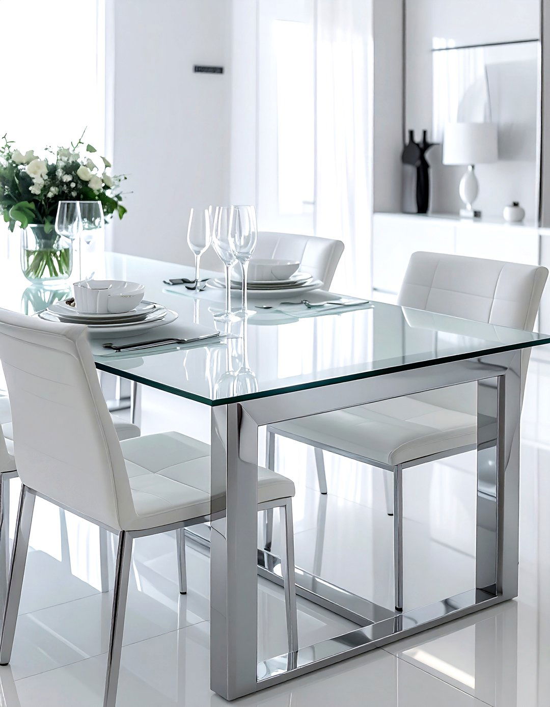 White Glass Dining Table - 30 white dining table ideas