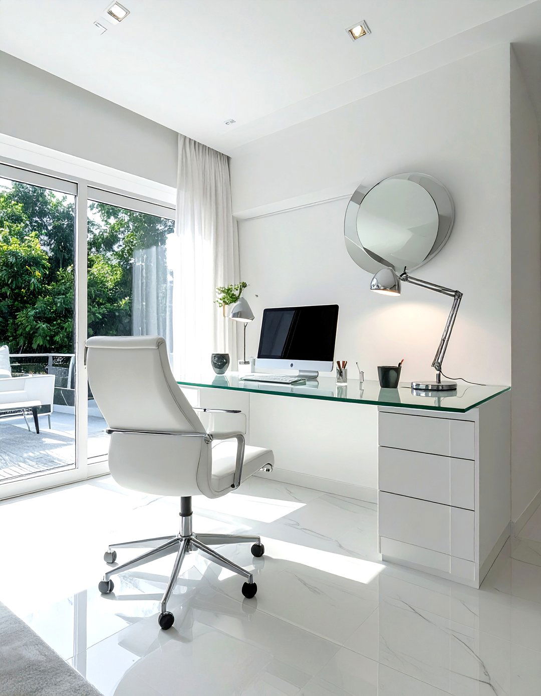 White Glass Top Desk - 30 living room white furniture ideas