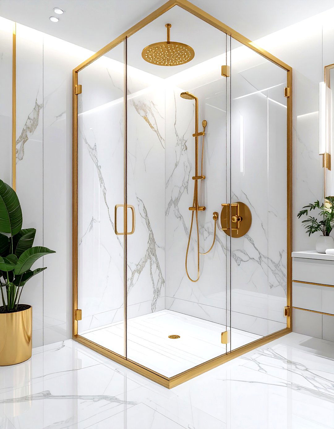 White Gold Walk In Shower - 30 white and gold bathroom ideas