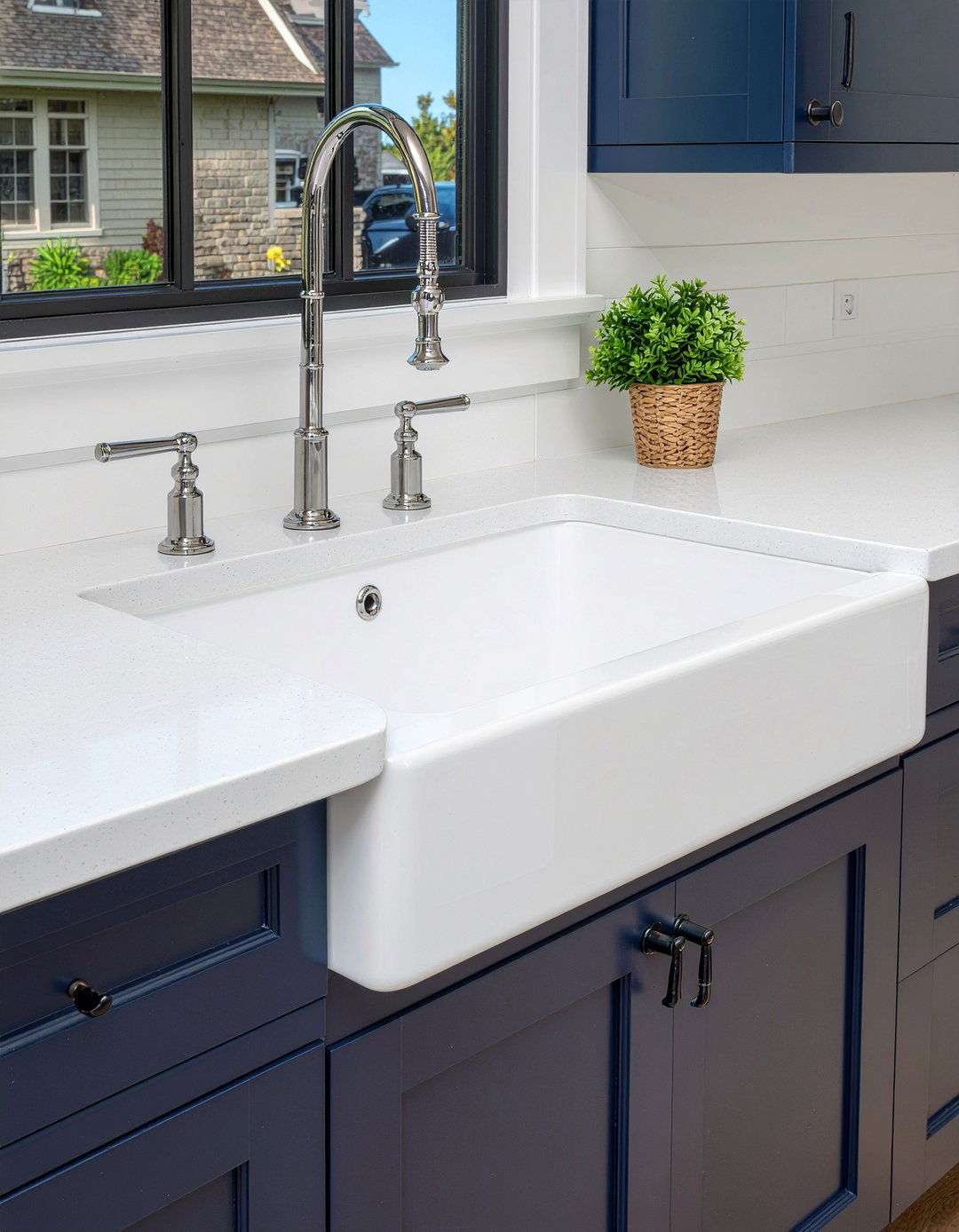 White Granite Composite Sink Navy Blue Cabinets - 30 granite composite sink kitchen ideas