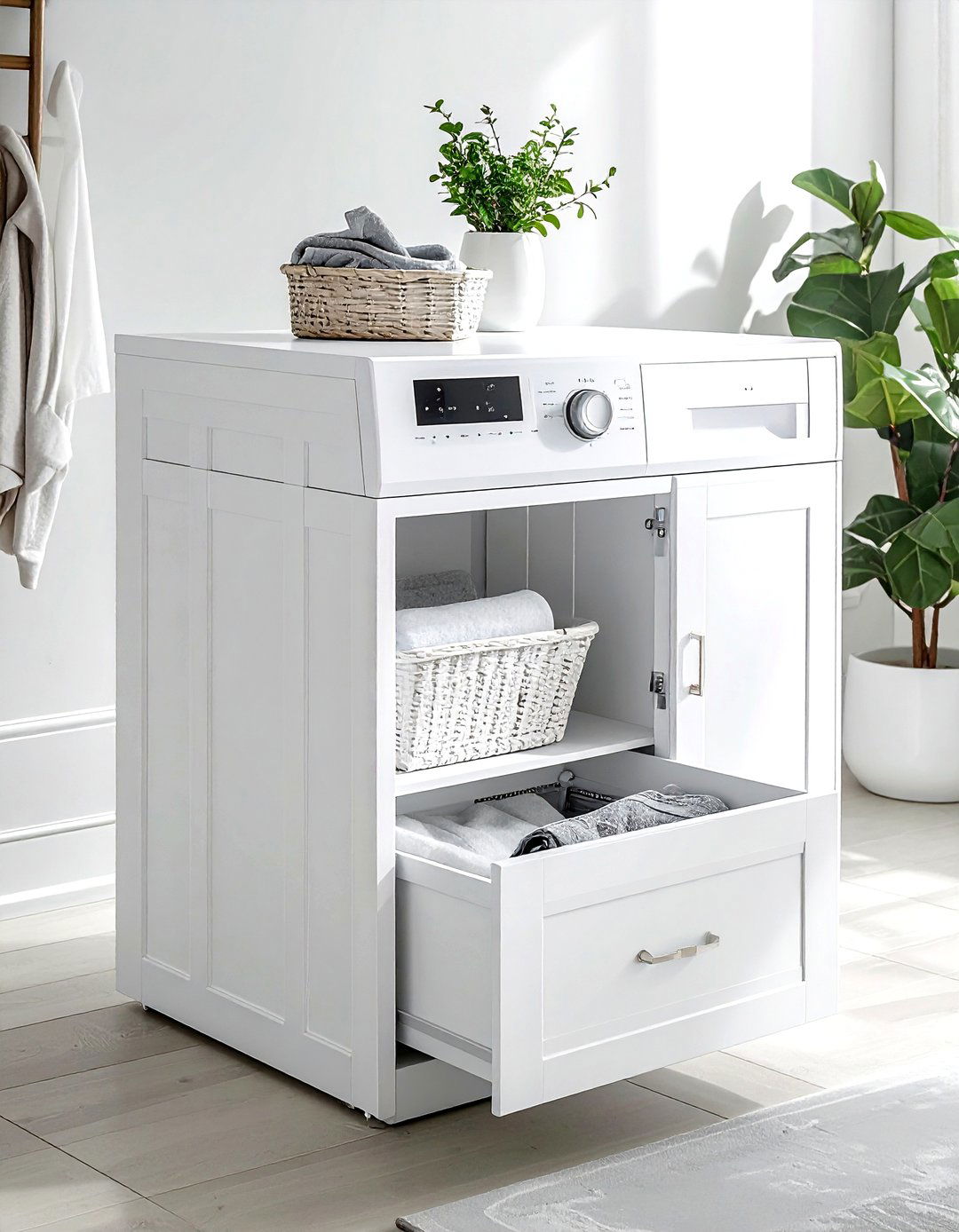 White Hamper Cabinet - 30 white bathroom furniture ideas