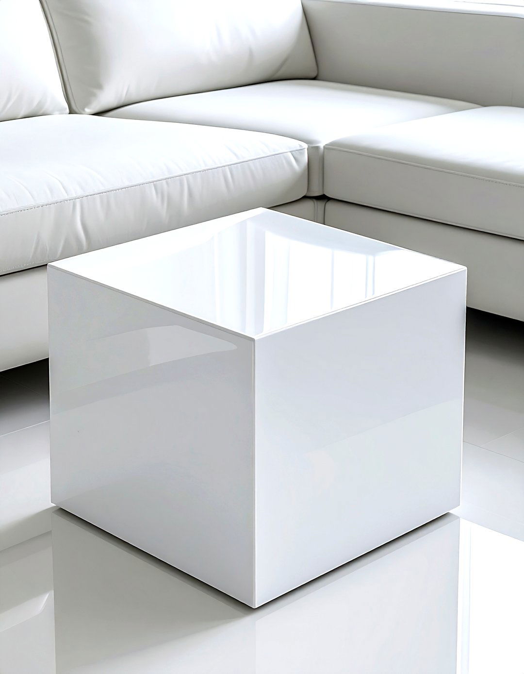 White High Gloss Side Table - 30 white living room furniture ideas