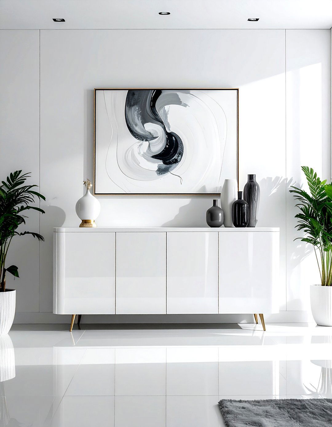 White High Gloss Sideboard - 30 living room white furniture ideas