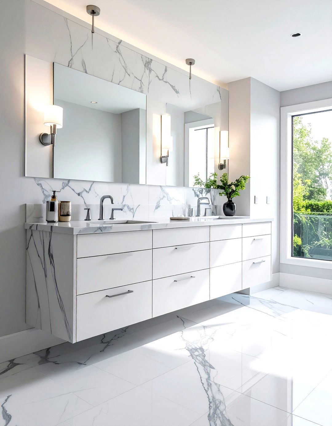 White Ice Granite - 30 granite countertop bathroom ideas