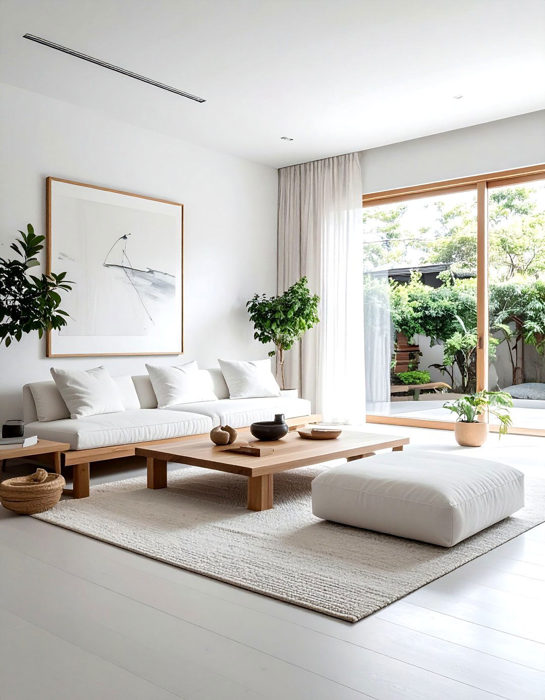 White Japandi Living Room - 30 contemporary white living room ideas